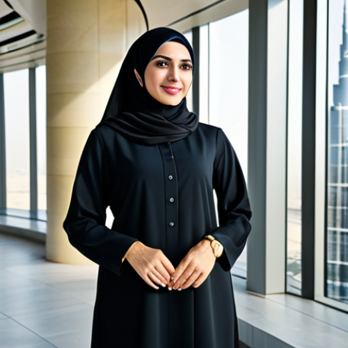 Home 9 녹색산업 전문가가 되는 과정 - **
"A professional Arab businesswoman in a modest, well-tailored abaya and headscarf, standing conf...
