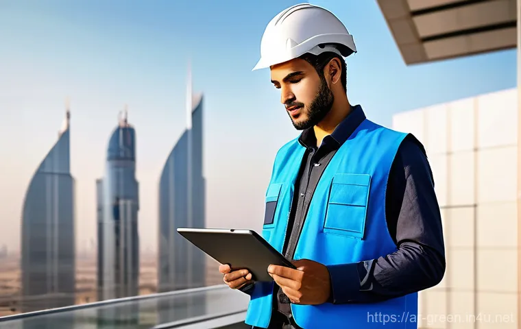 녹색산업 자격증 취득의 장점 - **Prompt for Renewable Energy Engineer:**
    A vibrant, sun-drenched cityscape in a modern Arab cou...