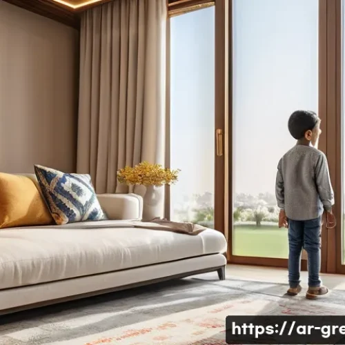 녹색산업 직무와 관련된 기술 - A modern Middle Eastern smart home interior showcasing advanced AI energy management systems: sleek ...