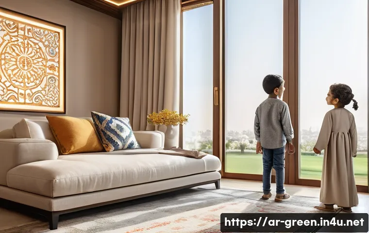녹색산업 직무와 관련된 기술 - A modern Middle Eastern smart home interior showcasing advanced AI energy management systems: sleek ...